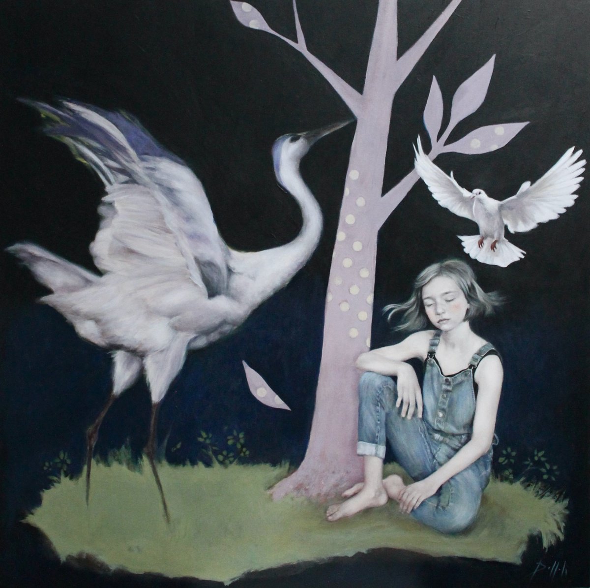 Expressive Portrait Acrylic Painting By Federica Belloli, 35 X 35, The Island That Remains, Original Artwork