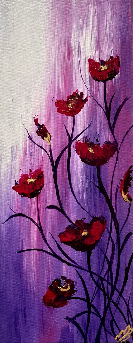 Abstract Poppies on an Elongated Canvas