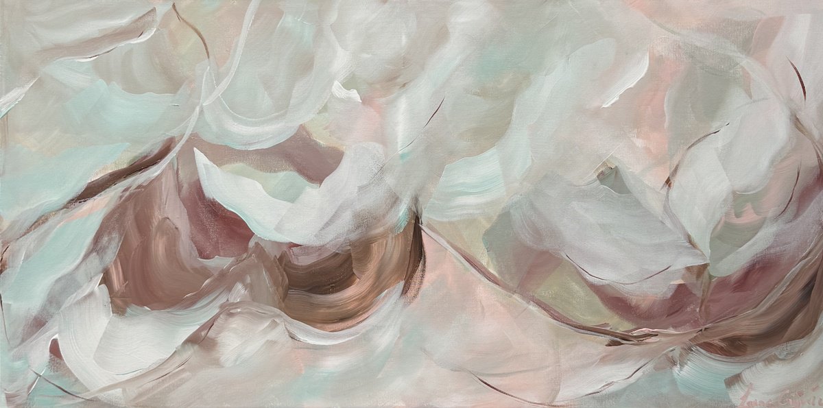 Abstract Botanical Acrylic Painting By Ivana Gigovic, 39 X 20, Haven, Original Artwork