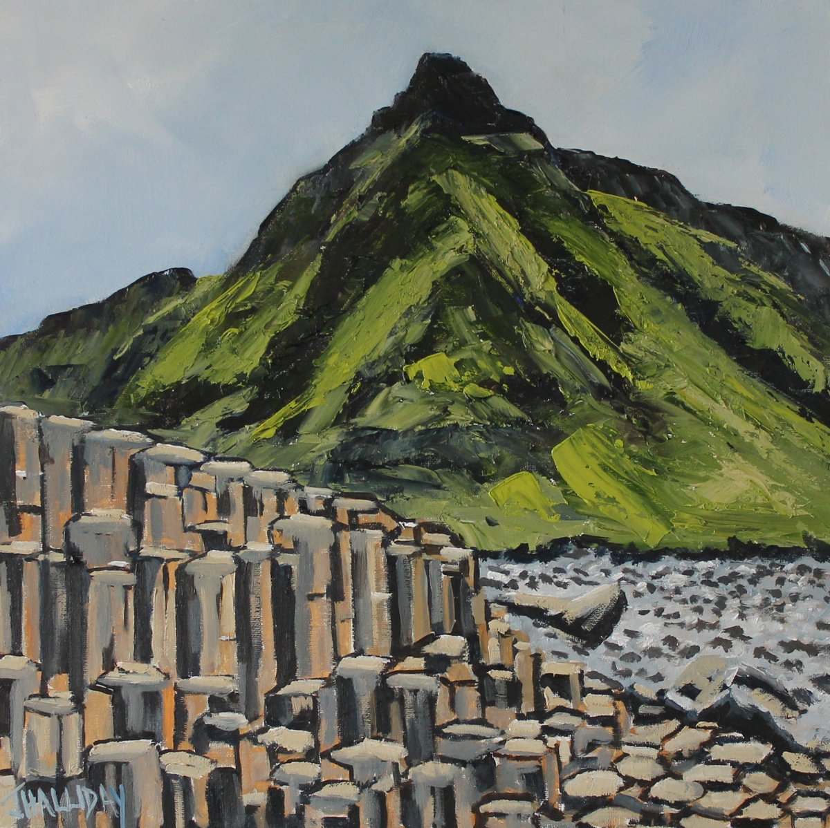 Impressionistic Landscape Oil Painting By John Halliday, 16 X 16, The Causeway, Original Artwork