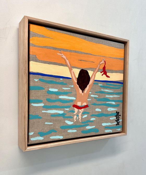 Lady in Red - Morning Dip 33.5cm x 33.5cm