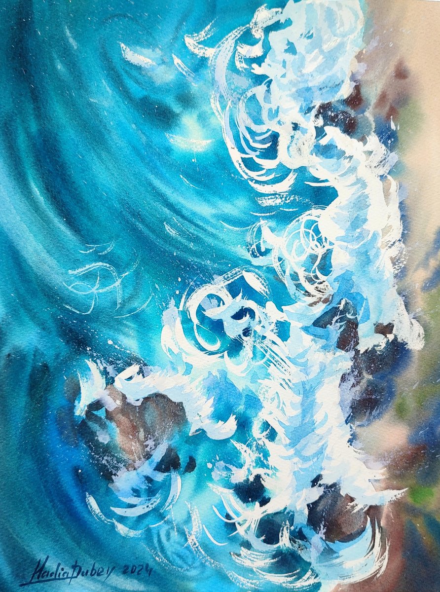 Waves. Original watercolor. by Nadiia Dubei