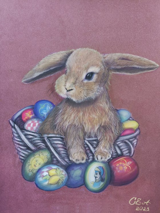 Easter Bunny. Sicilian style. 30x40 cm. Coniglietto di Pasqua. Stile siciliano.