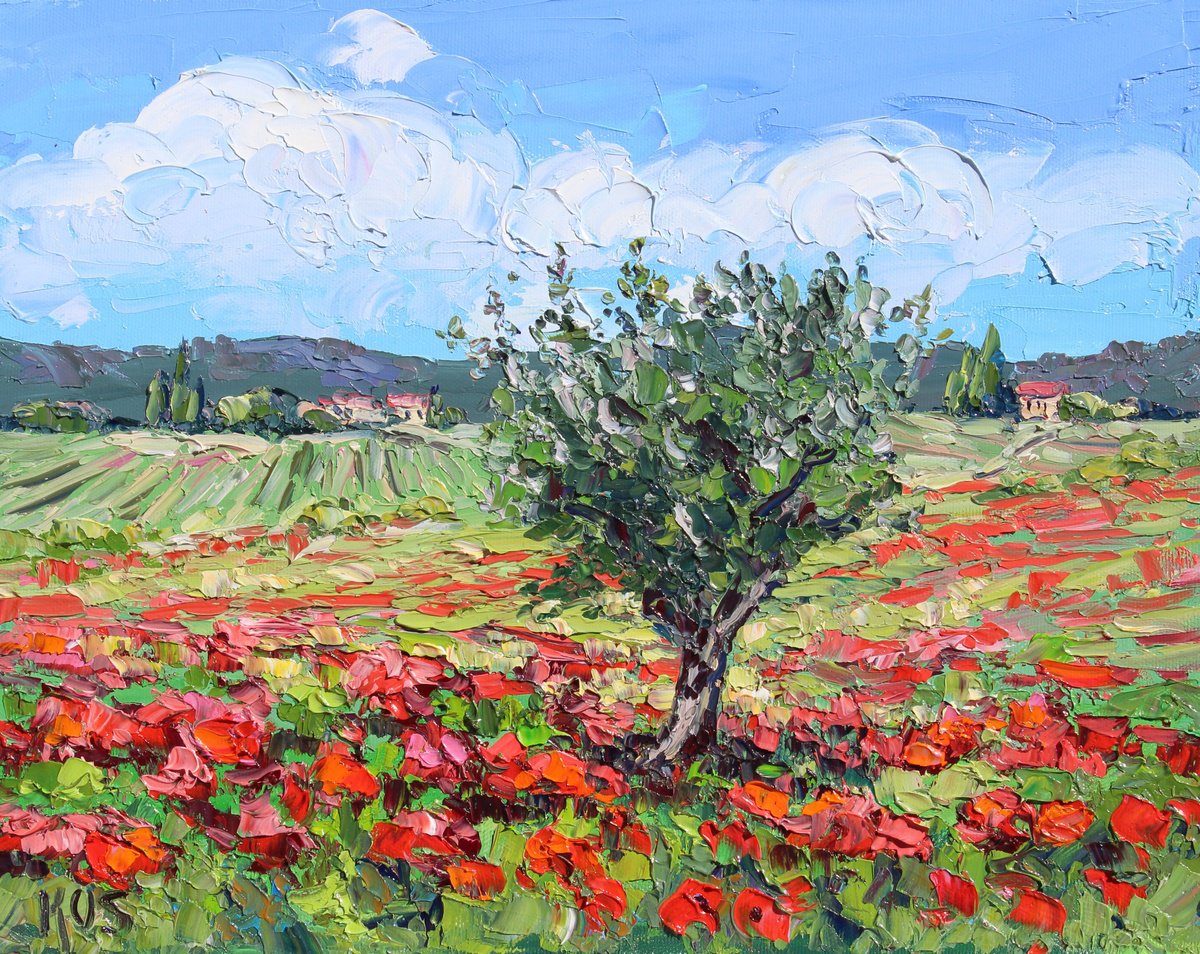 Impressionistic Landscape Oil Painting By Kristen Olson Stone, 14 X 11", Dreaming Of Tuscany, Original Artwork