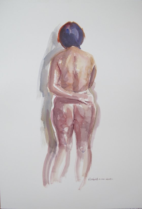 standing female nude back study