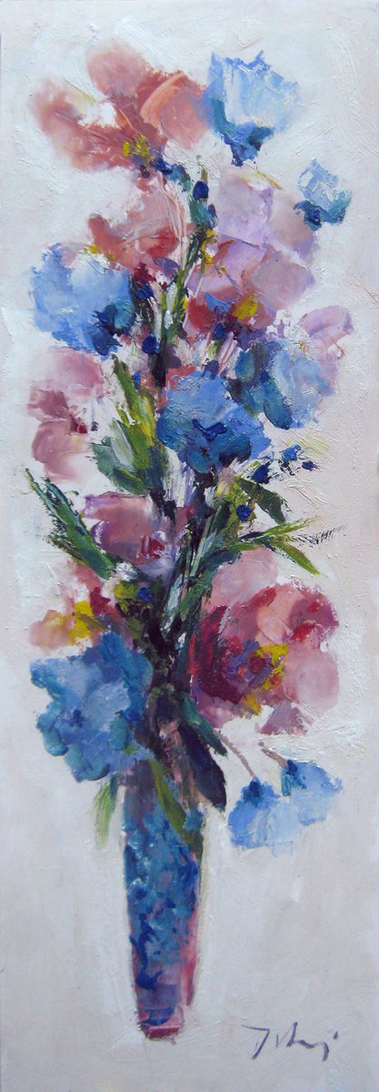 Blue flowers in a vase KIP-53, author: Mato Jurkovic by Mato Jurkovic