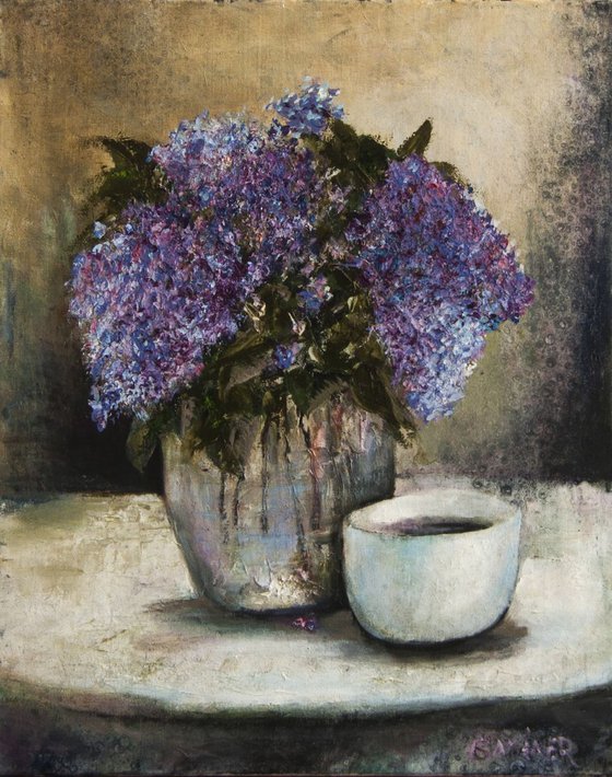 Evening still life with a lilac.