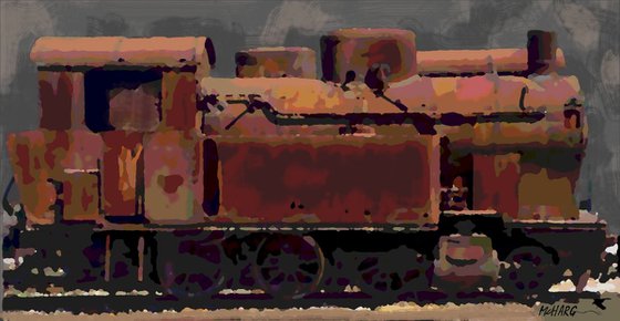 ANCIENT STEAM LOCOMOTIVE... 46"X24"