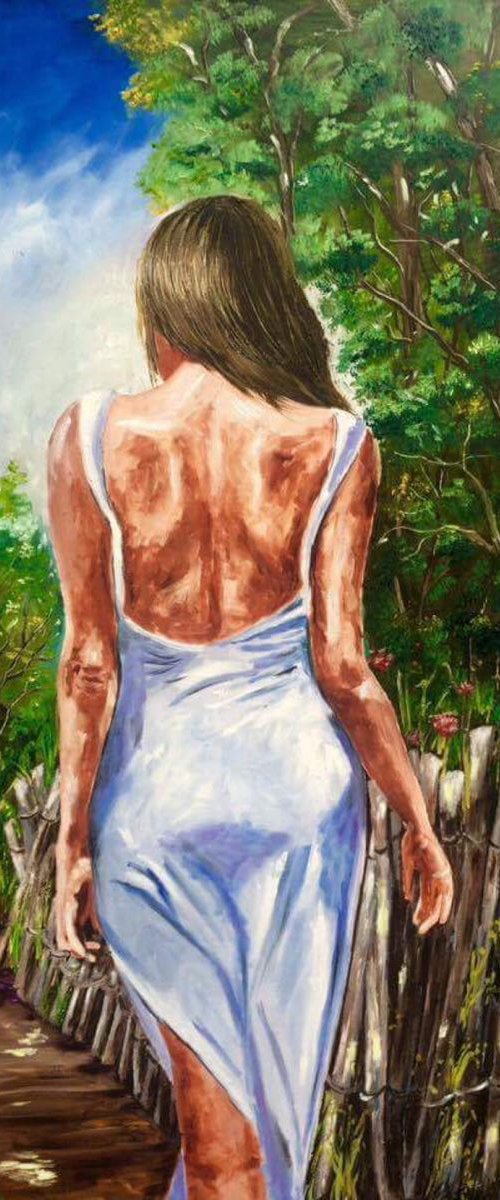 Summer  dress. Large painting by Inna Montano