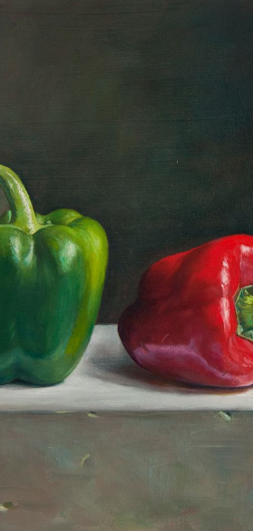 Bell Peppers (Original Oil Painting, 100% Handmade) by Mayrig Simonjan
