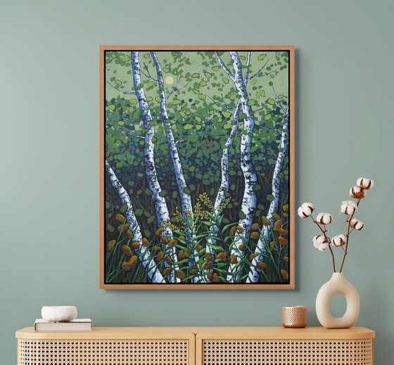 Birches with Goldenrod