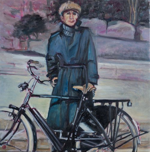 Man With A Bicycle by Liudmila Pisliakova