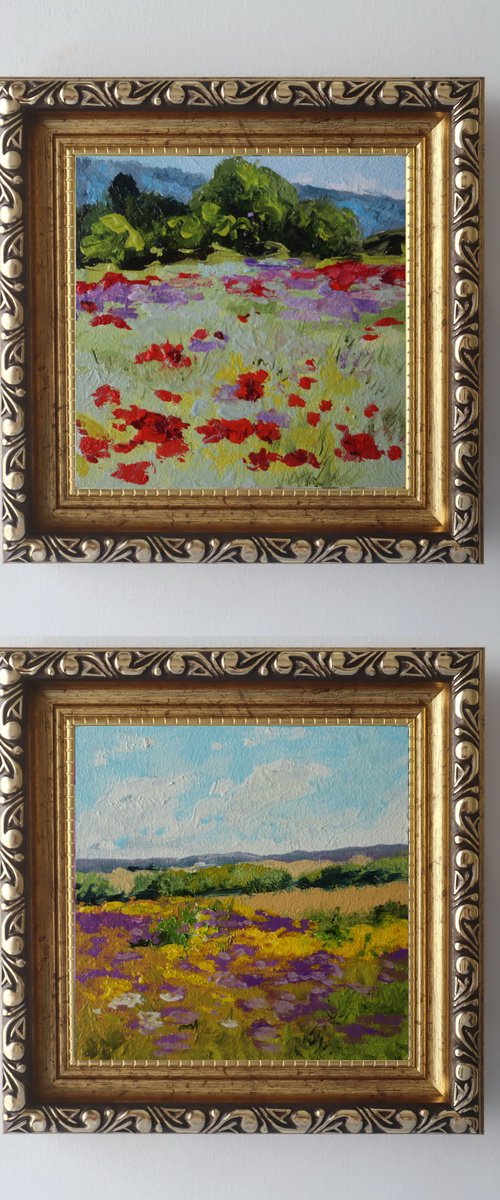 Set of 2 Summer Wildflower Meadows by Natalia Shaykina