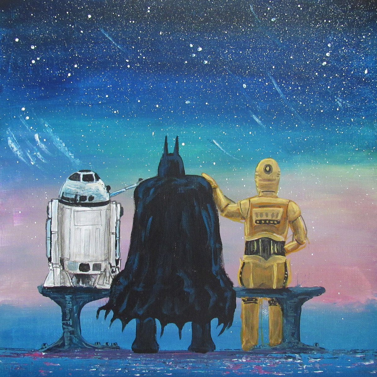 Illustrative Abstract Acrylic Painting By William F. Adams, 12 X 12", Sometimes Even Superheroes ..., Original Artwork