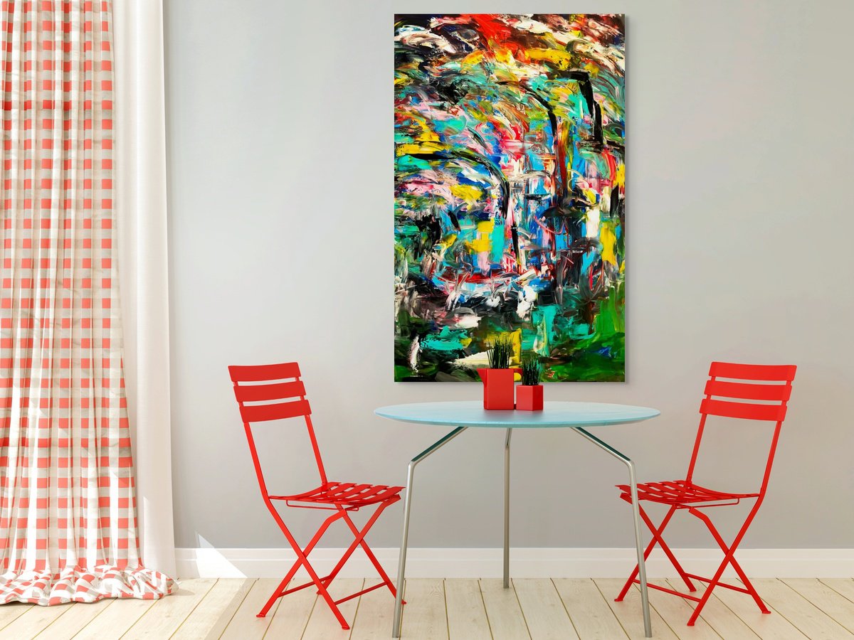 Organic Abstract Acrylic Painting By Estelle Asmodelle, 40 X 64, A Solution Is At Hand, Original Artwork