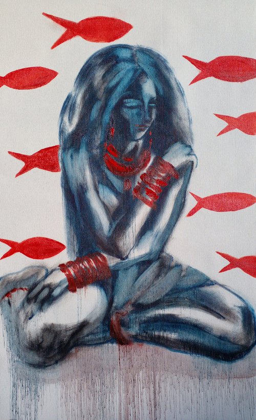 RED BRACELETS AND RED FISHES by Oxana Raduga
