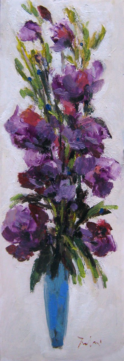 Purple flowers in a vase KIP-52, author: Mato Jurkovic, academic painter by Mato Jurkovic