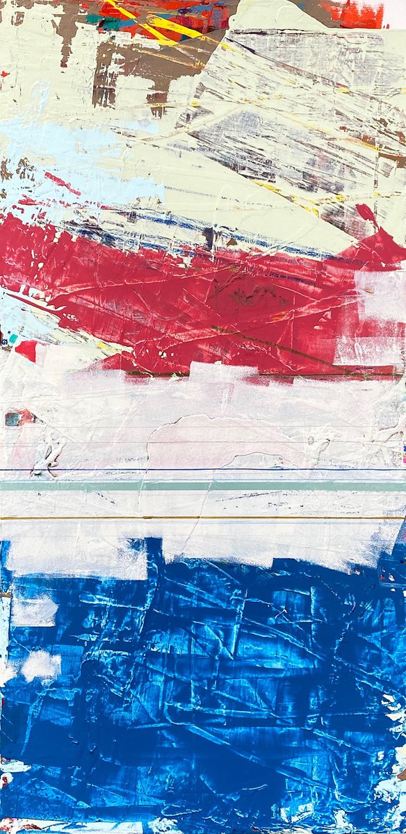 Organic Abstract Acrylic Painting By Jason Forcier, 24 X 48, Maiden Voyage, Original Artwork