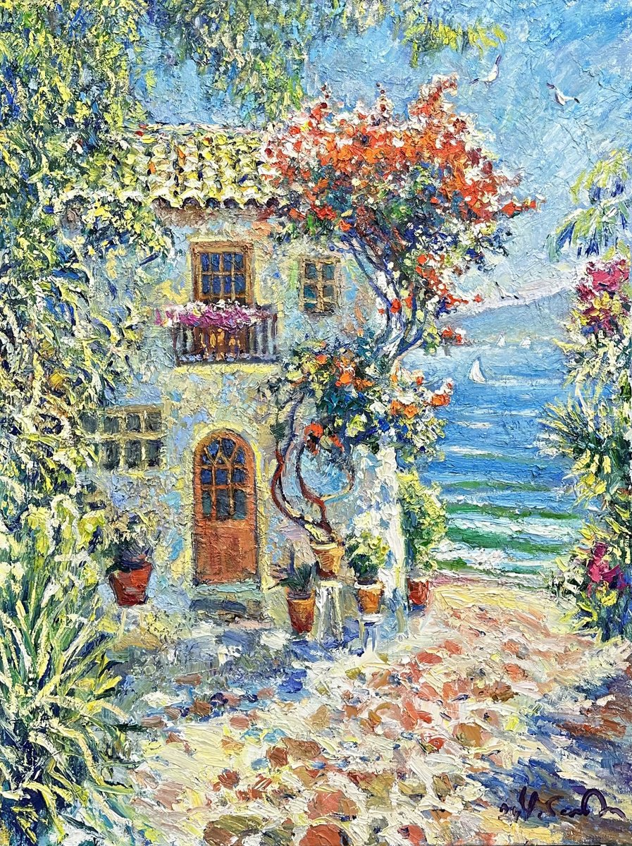 Impressionistic Landscape Oil Painting By Andrii Chebotaru, 24 X 31, Be Happy, Original Artwork