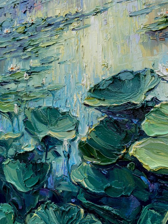 "The Waterlily Pond"original oil painting by Artem Grunyka