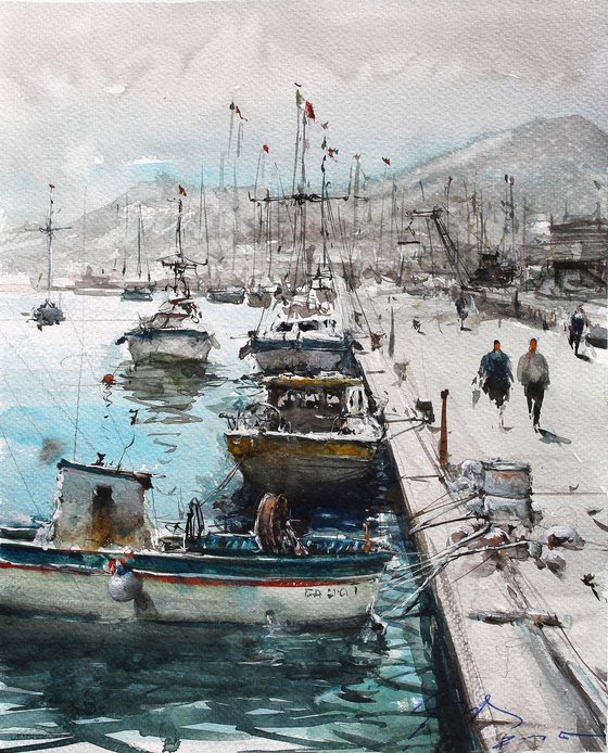 Boats in Salerno Port