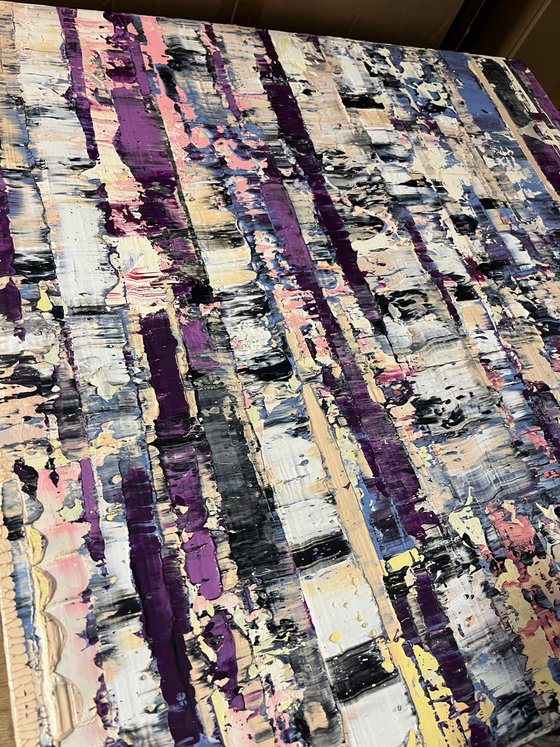 Purple forest in the fog