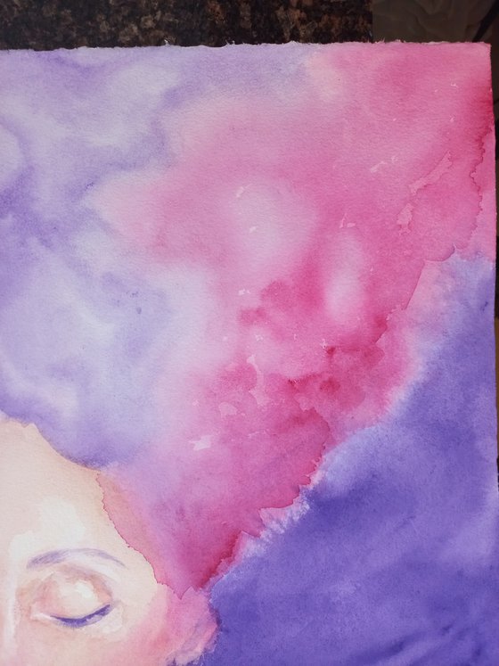 Abstract watercolor portrait 76x56 cm