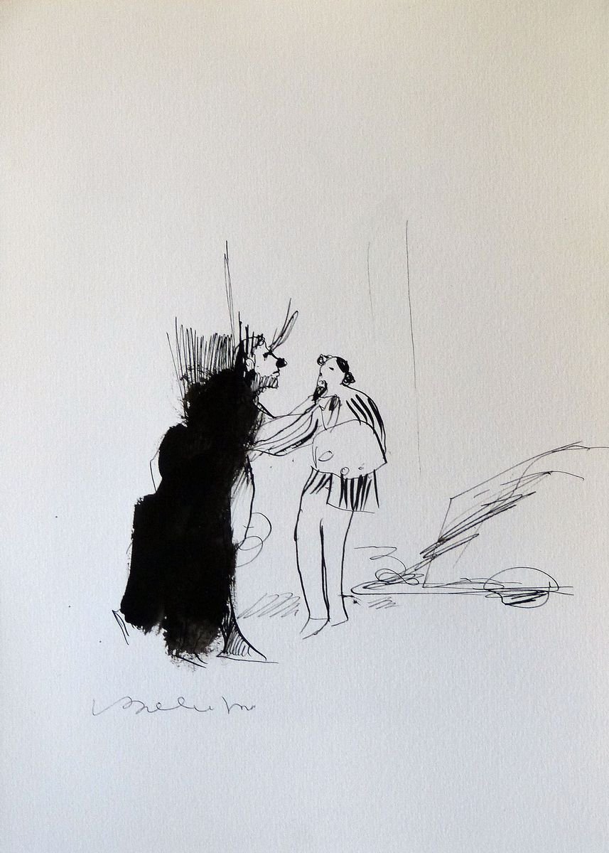 Artist and his Muse, 21x29 cm by Frederic Belaubre