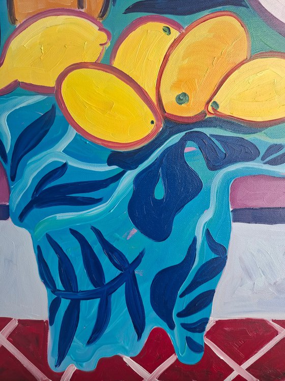 Still Life with Pink Vase and Lemons