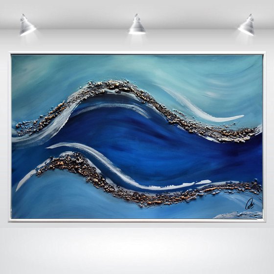 Oceans Eye  - Abstract Art - Acrylic Painting - Canvas Art - Framed Painting - Abstract Golden Sea Painting - Ready to Hang