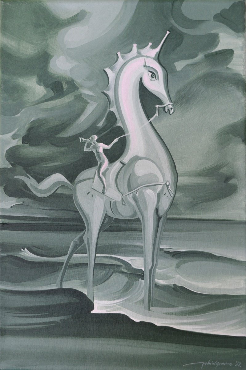 Surrealistic Abstract Acrylic Painting By Grama Gabriel, 16 X 24, Mythoplasies 8, Original Artwork