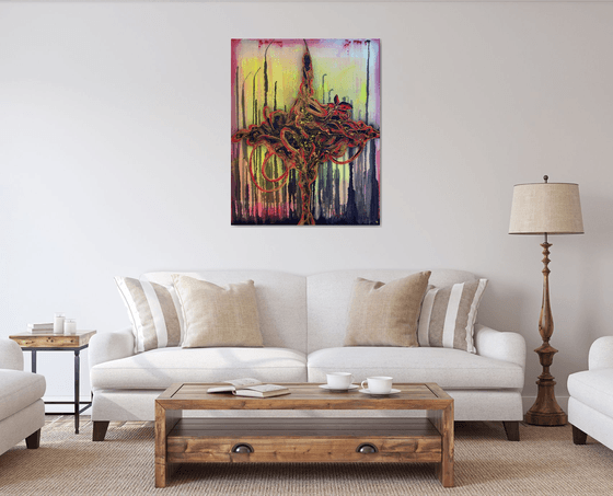 Fantasy Flower - X Large Abstract Painting on Canvas Ready to Hang