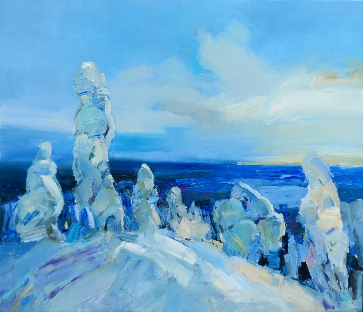 Mountains In Winter By Yehor Dulin, 30 X 26, Artwork For Sale On Artfinder