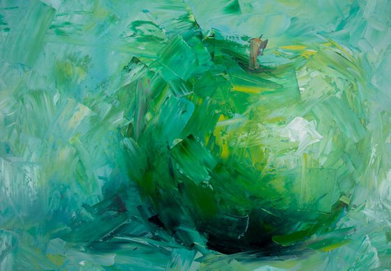 Still life apple - abstract green