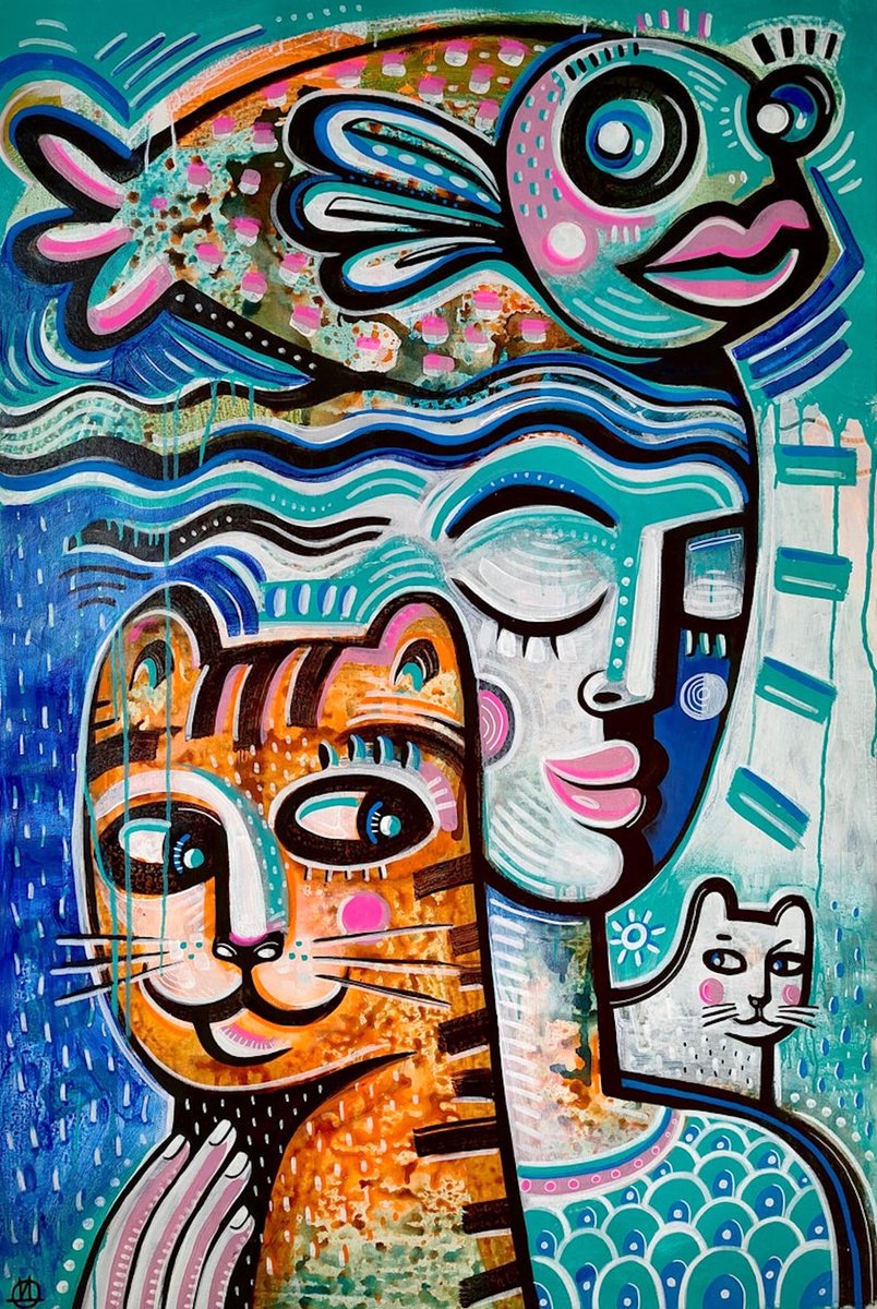 Impressionistic Portrait Acrylic Painting By Daria Kusto, 31 X 47, Maritime, Original Artwork