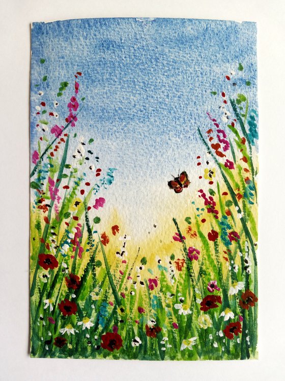 Meadow Flowers and a Butterfly