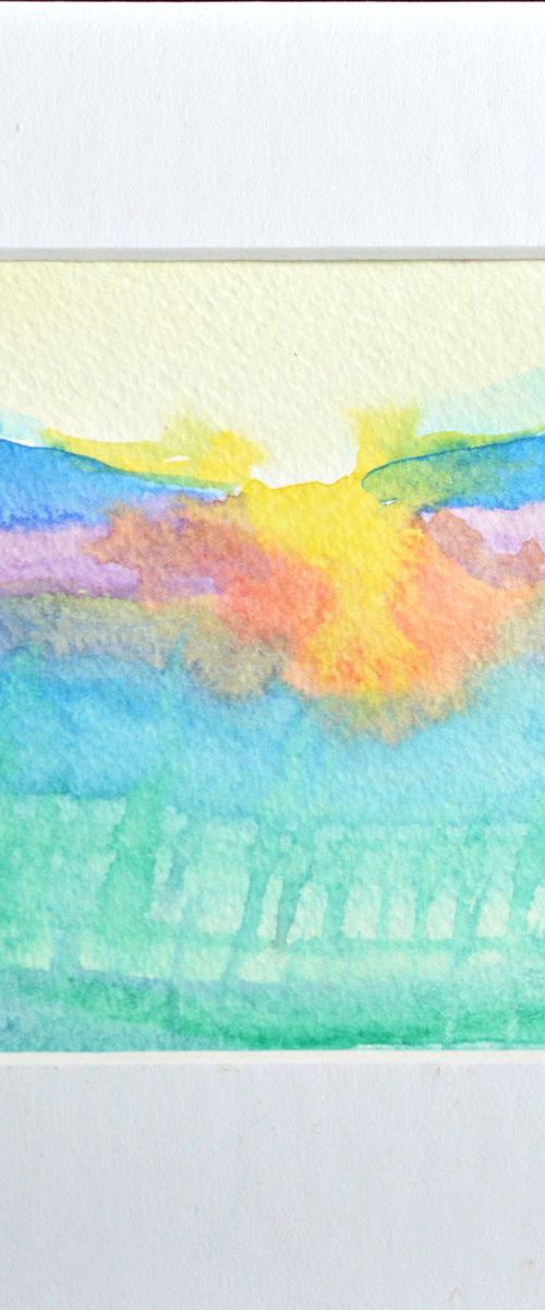 First Sunlight - Mounted Watercolour, small gift idea by Lisa Mann