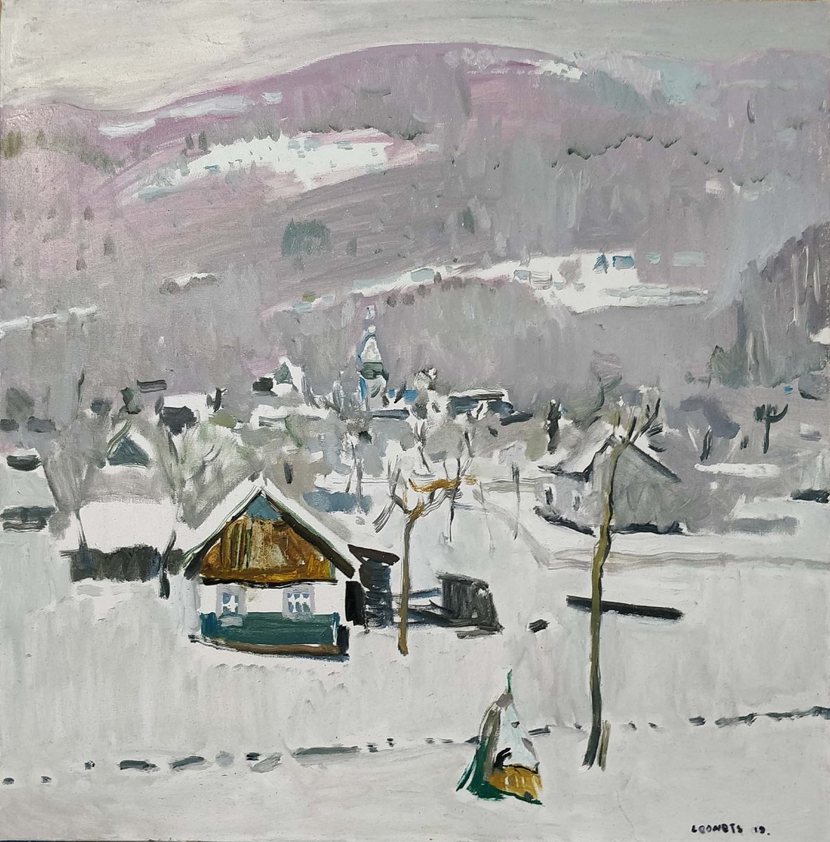 Winter Village by Jaroslav Leonets