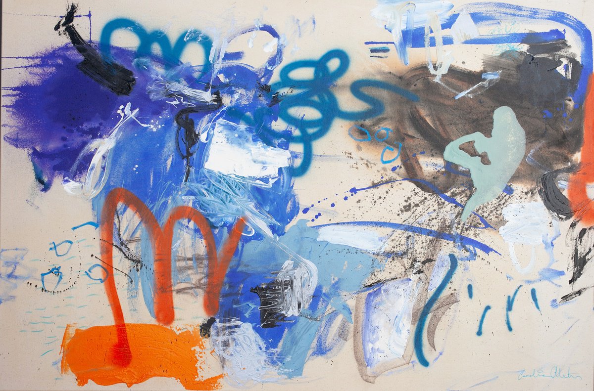 Organic Abstract Acrylic Painting By Carolina Alotus, 59 X 39, Step By Step, Original Artwork