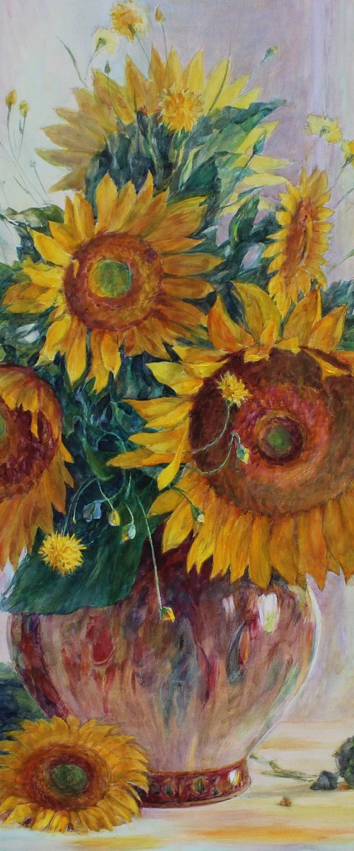 Sunflowers by the window by Volodymyr Tarabanov