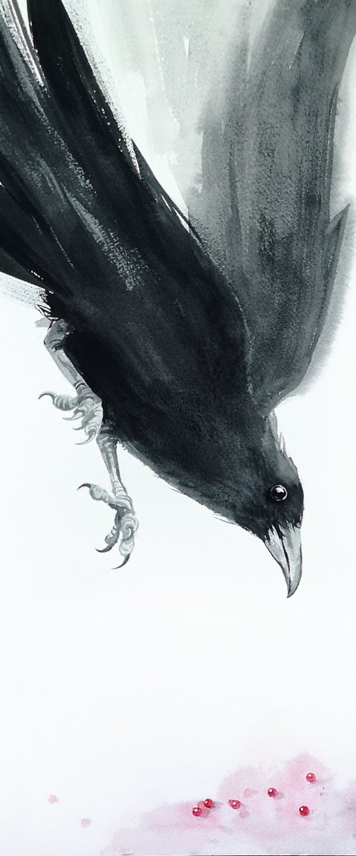 Descent of the Raven by Olga Beliaeva Watercolour
