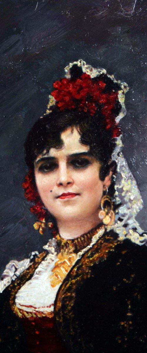 Portrait Spanish Woman in traditionnal dress by GOUYETTE jean-michel