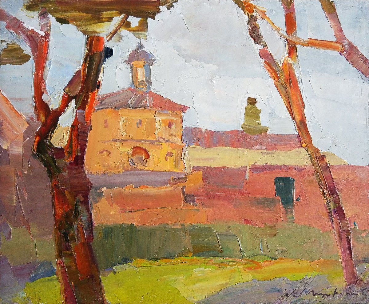 Impressionistic Cityscapes Oil Painting By Helen Shukina, 9 X 8, The Streets Of Rome, Original Artwork