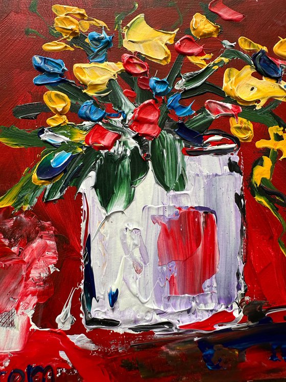 Red background Texture flowers
