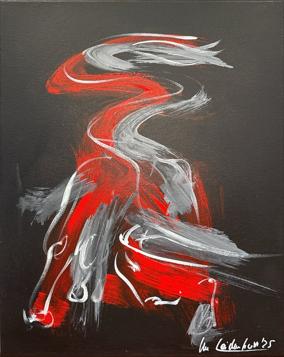 Expressive Animal Acrylic Painting By Nicole Leidenfrost, 16 X 20", Kampfstier Mit Grau, Original Artwork