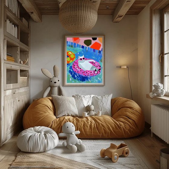 White Cat with Pink Glasses