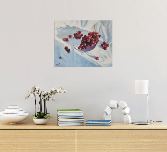 "Sunny grapes."  still life summer liGHt original painting  GIFT (2020)