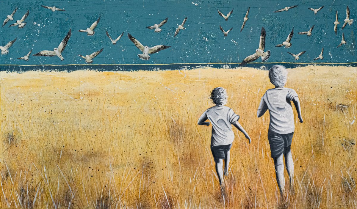 Surrealistic Landscape Painting By Db Waterman, 55 X 31, These Days, Original Artwork