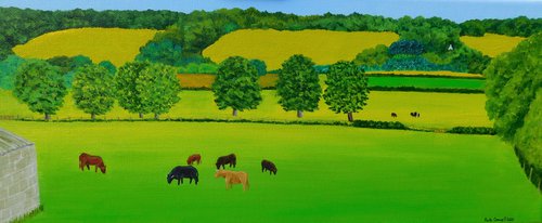 Cattle Grazing in the Brede Valley, Sedlescombe, Sussex by Ruth Cowell