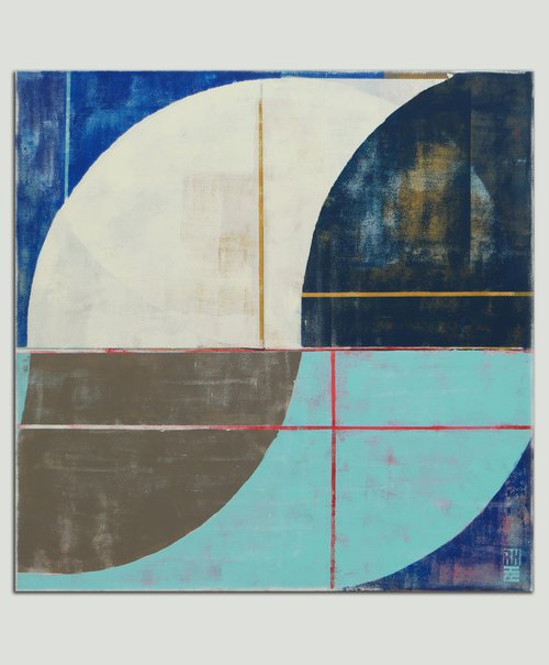 Circle in Circle Blue by Ronald Hunter